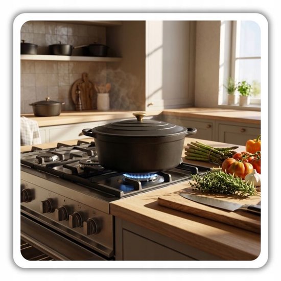 Hage Cast Iron Dutch Oven with Lid – 6 L – Matte Black