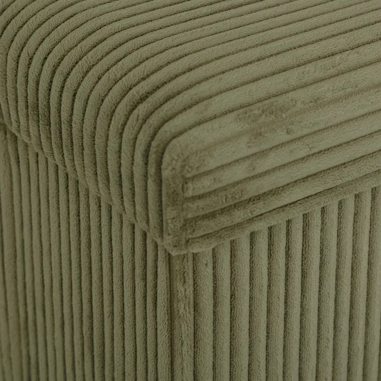 Atmosphera Essestial Ribcord Ottoman / Pouffe - foldable - green - MDF / polyester - 38 cm - with storage - extra seating