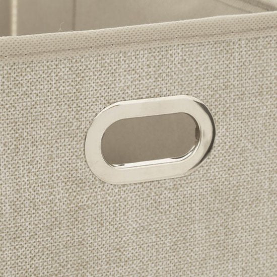 Boîte de rangement - Lot de boîtes de rangement - Moucheté - Pliable - Lot de 2 - Panier de rangement en tissu - Avec poignée - 31 x 15,5 x 15,2 cm - Beige
