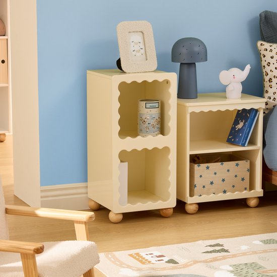 Table de chevet Atmosphera Kids Bouli - Meuble de rangement - 31 x 30 x 64 cm - Beige