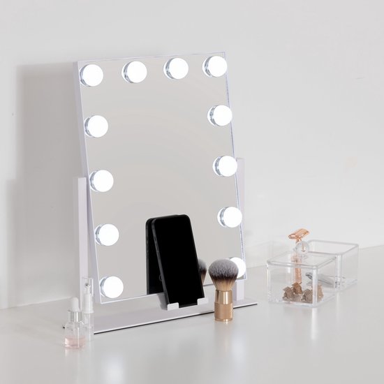 5Five draaibare make-up spiegel met licht – Hollywood spiegel, 12 lampjes, wit – foto 2