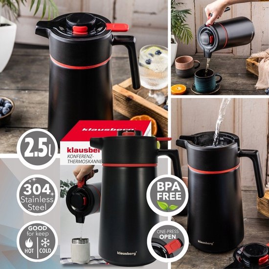 Klausberg thermoskan 2,5 liter – koffiekan van RVS 304, vacuüm geïsoleerd – foto 5