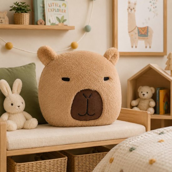 Atmosphera Kids sierkussen capybara - Ø30 x H11 cm - bruin