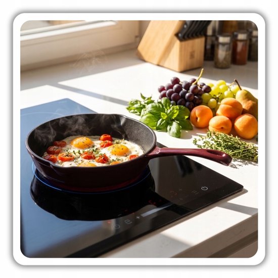 Hage - 3-Piece Cast Iron Oven Set - 6L Roasting Pan with Lid 34 cm & Baking Dish 3.5L 32 x 23.5 cm - Enameled Frying Pan 20 cm - Induction, Gas & Oven - For Roasting, Baking & Casseroles - Aubergine