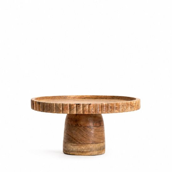 Homla houten taartplateau op voet – onregelmatige rand, 25 x 12 cm