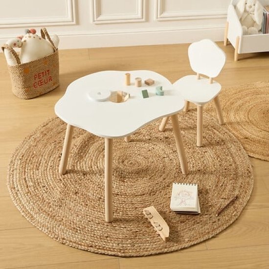 Kindertafel met stoel Douceur Organic – wit, MDF en grenenhout – foto 6