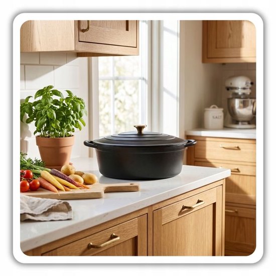 Hage Cast Iron Dutch Oven with Lid – 6 L – Matte Black