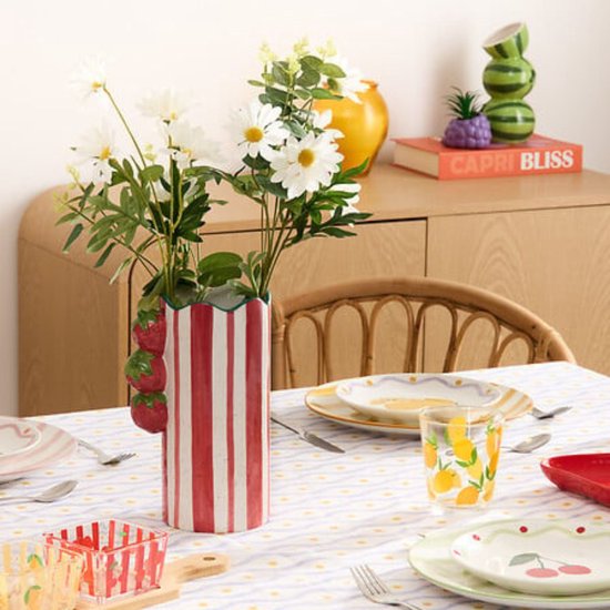 Atmosphera vaas Fruity met aardbeien – gestreepte keramische vaas, 23,5 cm – foto 3