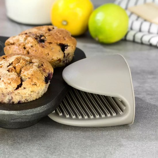 Kinghoff - 2-Delige - Siliconen Pannenlapset - Ovenhandschoen - Hittebestendige Pot Gripper - Antislip Siliconen - Geschikt voor Oven, Magnetron en Vriezer - 8,5 x 7,8 cm - Grijs