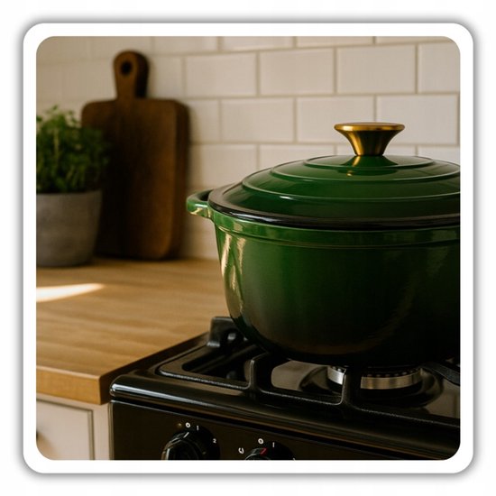 Hage - 3-Piece Cast Iron Casserole Set - Dutch Oven Set - 3L, 4L, and 5L with Lids - Enameled Cooking Pots - Ø22, Ø24, and Ø26 cm - Induction - Oven Safe - Heat Retention - Bottle Green