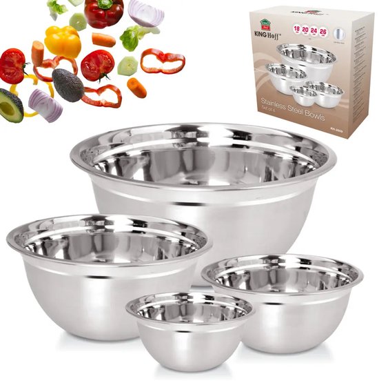 Kinghoff KH-2059 Stainless Steel Mixing Bowls – Set of 4 – Ø18-26 cm