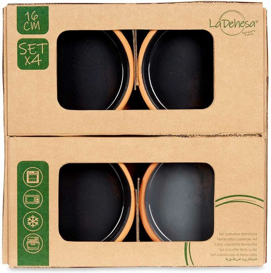 La Dehesa tapasschaaltjes terracotta zwart, 8 stuks – Ø 16 x 4 cm – foto 4