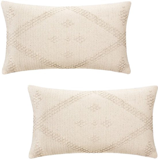 Safari 3D Sierkussens - Set van 2 - Decoratieve Kussens met Reliëf – Binnenkussen - Zacht Polyester / Rayon - 38 x 58 cm - Beige