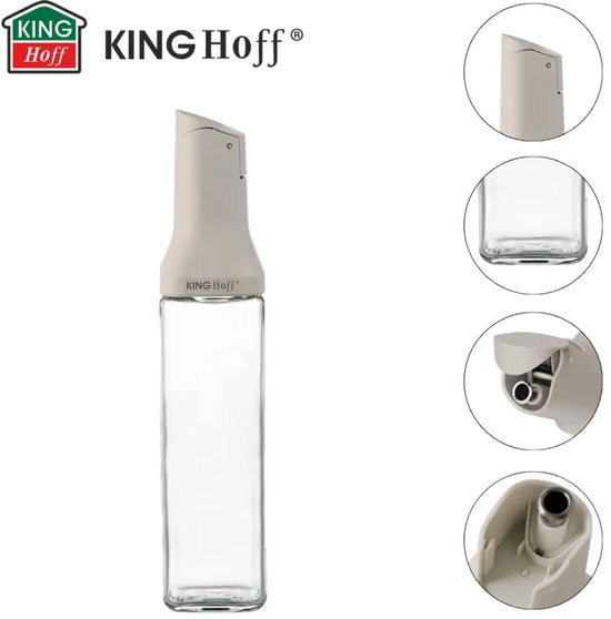 Kinghoff olie- en azijnfles met schenktuit – set van 2 glazen flessen, 500 ml – foto 4