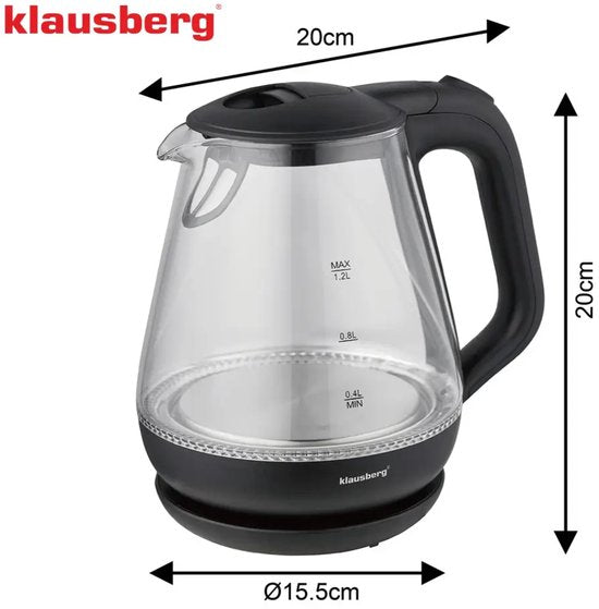 Klausberg KB-9003 glazen waterkoker 1,2 liter – blauwe led, 1630 W – foto 4