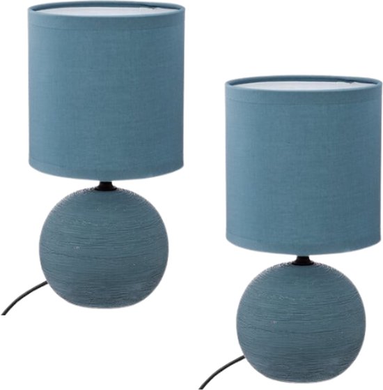 Atmosphera Timéo keramische tafellamp, set van 2 – wit, 25 cm hoog