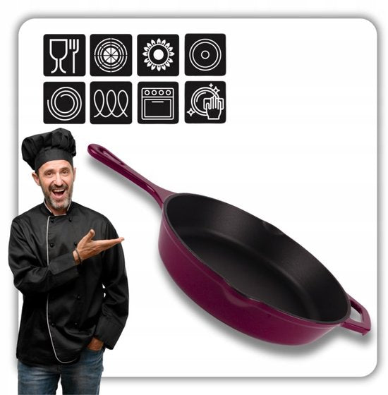 Staub - Cast Iron Frying Pan - Enameled Skillet with High Rim - Induction, Gas, Electric & Oven Safe - For Frying and Searing - Even Heat Distribution - Ergonomic Handle - Ø26 cm - Aubergine