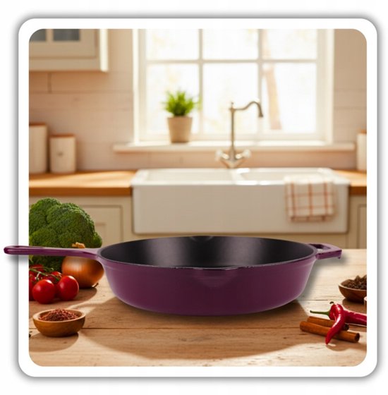 Staub - Cast Iron Frying Pan - Enameled Skillet with High Rim - Induction, Gas, Electric & Oven Safe - For Frying and Searing - Even Heat Distribution - Ergonomic Handle - Ø26 cm - Aubergine