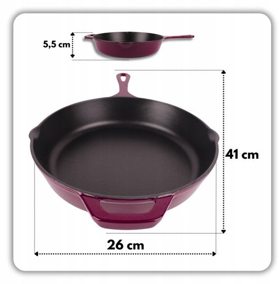 Staub - Cast Iron Frying Pan - Enameled Skillet with High Rim - Induction, Gas, Electric & Oven Safe - For Frying and Searing - Even Heat Distribution - Ergonomic Handle - Ø26 cm - Aubergine
