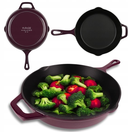 Staub - Cast Iron Frying Pan - Enameled Skillet with High Rim - Induction, Gas, Electric & Oven Safe - For Frying and Searing - Even Heat Distribution - Ergonomic Handle - Ø26 cm - Aubergine