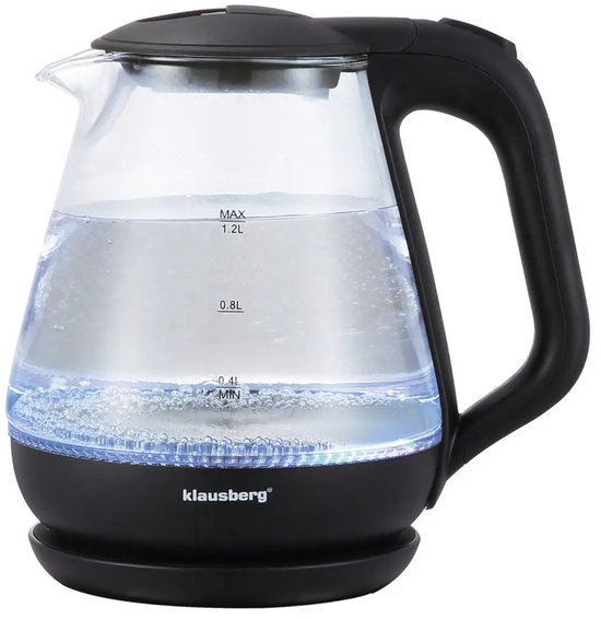 Klausberg KB-9003 glazen waterkoker 1,2 liter – blauwe led, 1630 W