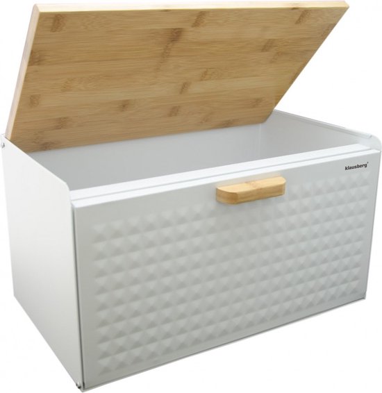 Klausberg 7427 broodtrommel van staal en hout, wit, 16 liter