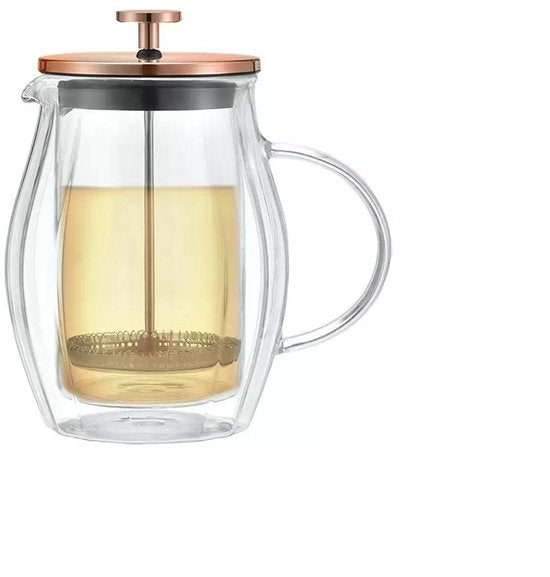 Klausberg KB7722 pistonmaker voor koffie en thee – dubbelwandig glas, 600 ml
