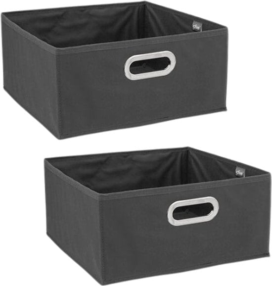 Opbergbox voor kast en kleding – set van 2, donkergrijs, 31 x 31 x 15 cm