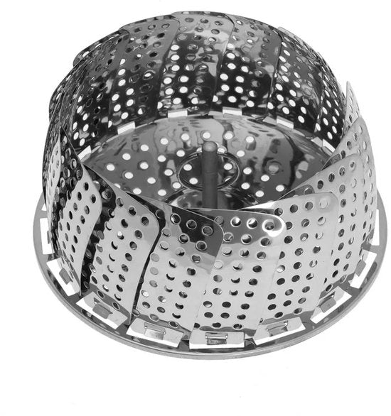 Steamer Basket - Steamer Basket Set - 2-Piece - Vegetable Steamer - Foldable - Stainless Steel - Ø24 cm & Ø28 cm - Silver