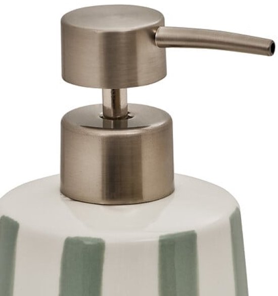 Distributeur de savon Strio - Pompe à savon - Lot de 2 - Accessoire de salle de bain et cuisine de luxe - 400 ml - Ø8,6 x 17,3 cm - Dolomite - Vert céladon