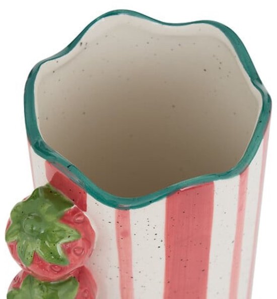 Atmosphera vaas Fruity met aardbeien – gestreepte keramische vaas, 23,5 cm – foto 2