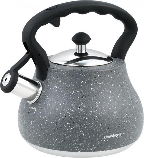 Klausberg Top Choice fluitketel rvs 2,7 liter – marmer grijs, inductie