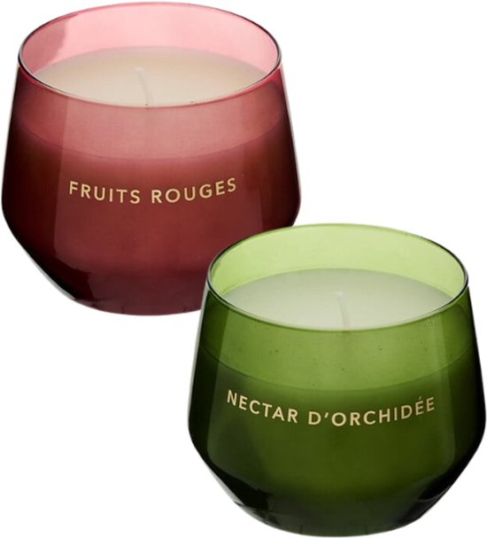 Glowy geurkaarsen in glazen pot – set van 2, orchid en rode vruchten, 300 g
