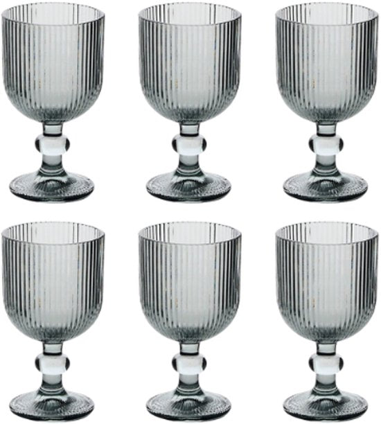 Glasses - Cocktail Glass - Set of 6 - Glass Wine Glass - Elegant Design - For Festive Occasions - Dishwasher Safe - 250 ml - Grey