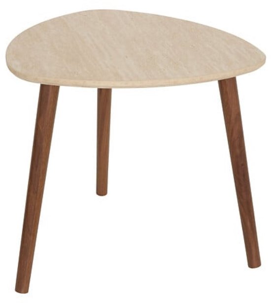 Set of 3 coffee tables / side tables Mileo – travertine look – nesting tables – max height 60 cm