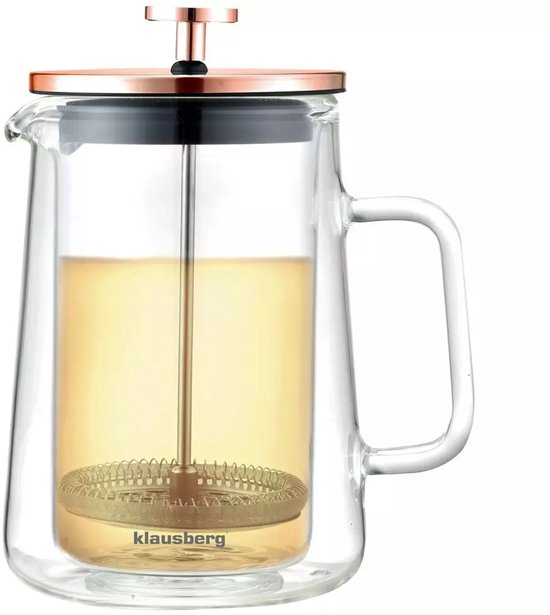 Klausberg KB7724 French press van glas – koperkleurig, 600 ml