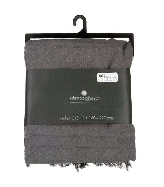 Couvre-lit vintage 160 x 220 cm gris - Plaid en coton élégant