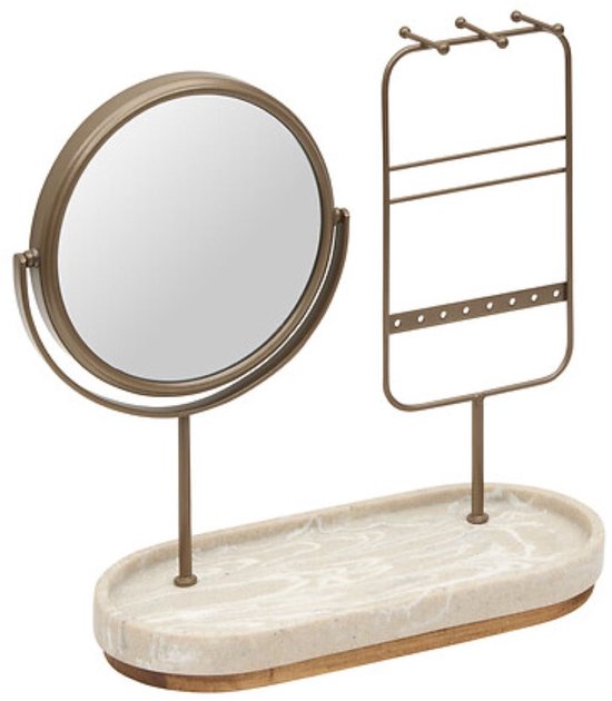 Decoratieve staande spiegel beige – tafelspiegel van polyresin, 27 cm