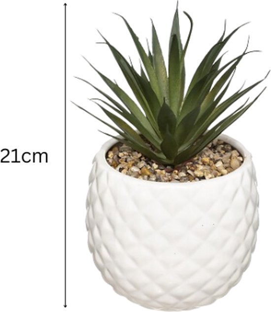 Kunst ananasplant in witte keramische pot – set van 2, 21 cm hoog – foto 2