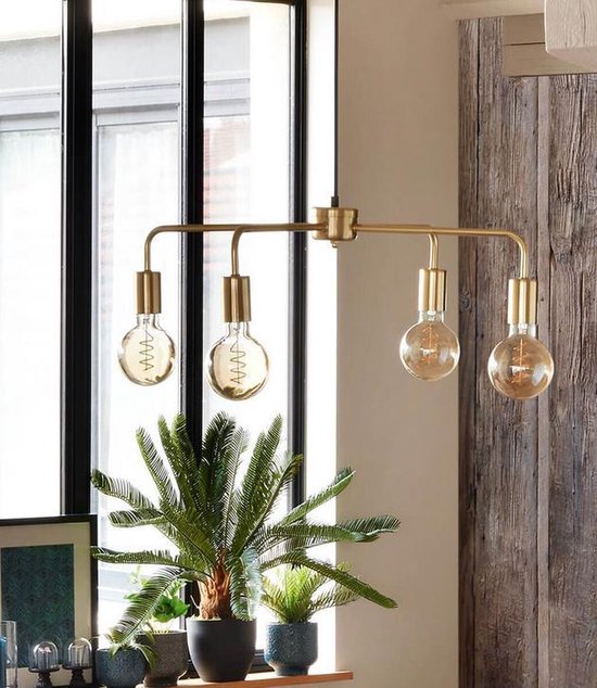 Atmosphera KELI hanglamp met 4 koppen – metaal, goud, E27, 69 cm – foto 2