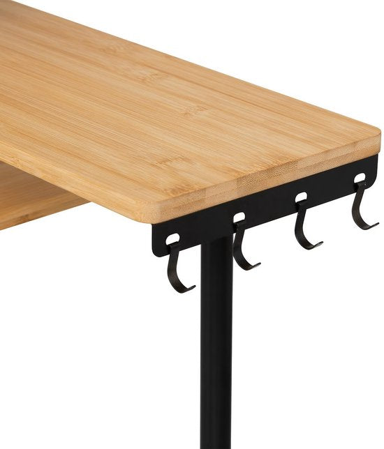 5Five Kitchen / countertop corner rack - metal / bamboo wood - 43 x 43 x 38 cm - organizer - natural / black - 3-tier