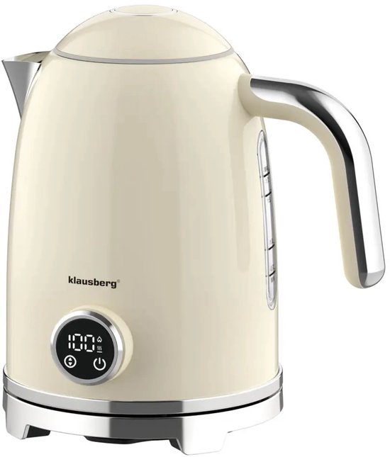 Klausberg waterkoker met temperatuurinstelling – beige, RVS, 1,7 liter