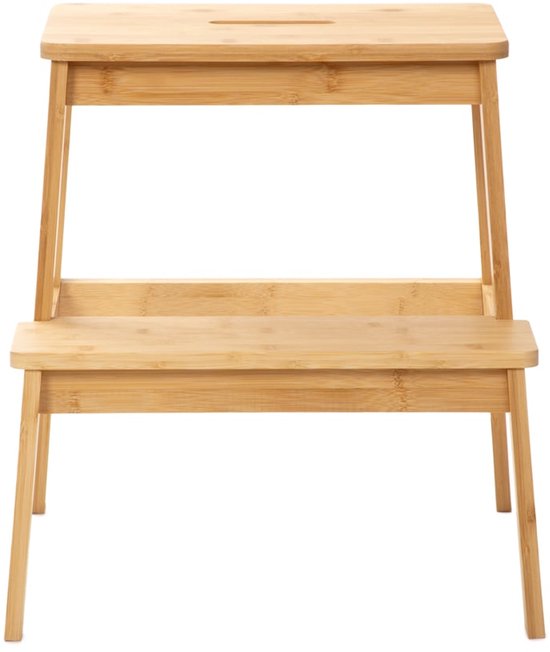 HOMLA - Stacking stool with step - Bamboo Natural - 42.7 x 40 x 49.6 cm
