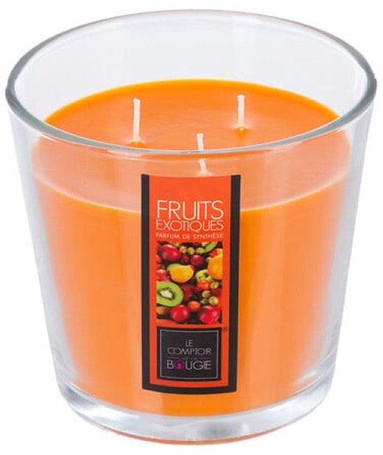 Scented Candle - Fragrance Candle - Large Scented Candle in Glass Jar - Set of 2 - Exotic Fruit Scent - for Luxury Home Accessory - 500 g - 13.5 x 12.5 cm - Transparent