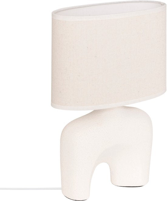 Atmosphera tafellamp Gaby in wit – linnen kap, 22 x 11 x 32 cm