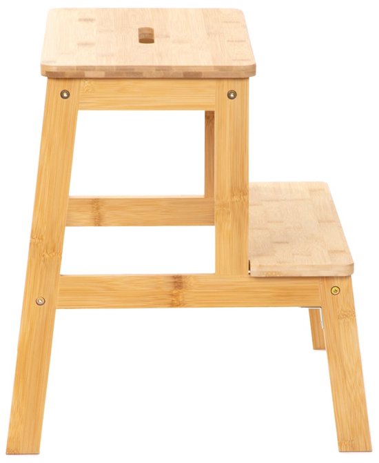 HOMLA - Stacking stool with step - Bamboo Natural - 42.7 x 40 x 49.6 cm