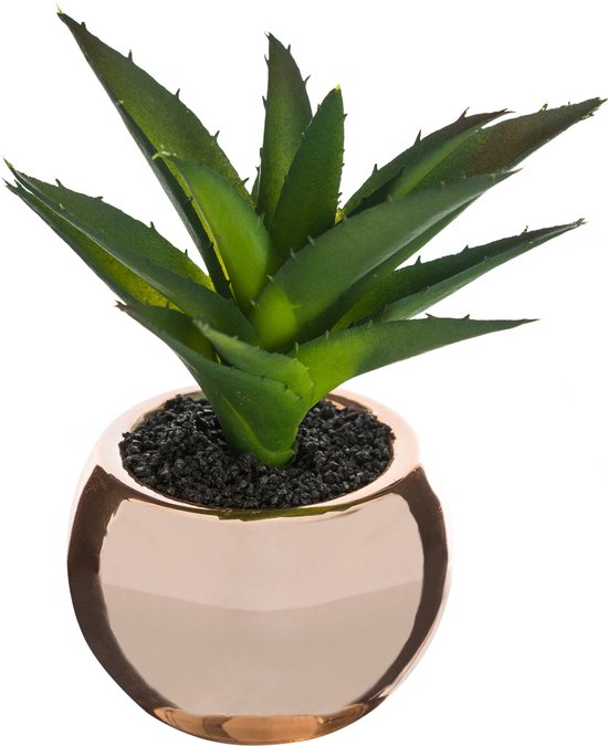Atmosphera kunstplant in roze keramische pot, hoogte 15 cm