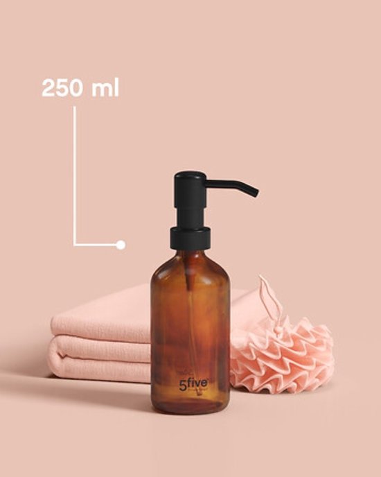 5Five glazen zeepdispenser, set van 2 – bruin glas, 250 ml, in displaybox – foto 2