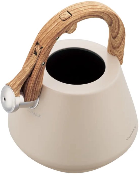 Klausberg 7950 fluitketel beige – RVS met houten handvat, 2,5 liter – foto 6