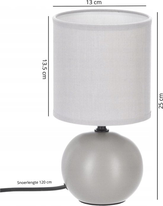 Atmosphera tafellamp Timeo grijs – keramische voet, 25 x 13 cm – foto 4